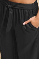 PixieGirl Petite Women's Black Cropped Belted Wide Leg Trousers | PixieGirl 5
