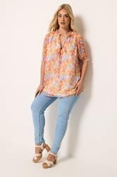 YOURS Plus Size White Floral Frill Neck Blouse | Yours Clothing 2