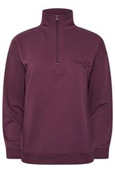 PixieGirl Petite Women's Burgundy Red 'Monte Carlo' Slogan Quarter Zip Sweatshirt | PixieGirl 6