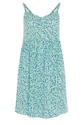 YOURS Curve Blue Ditsy Floral Strappy Midi Sundress