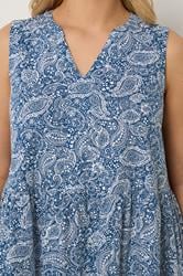 YOURS Plus Size Blue Paisley Notch Neck Vest Top | Yours Clothing 4