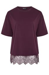 YOURS Plus Size Lace Hem Purple T-Shirt 5