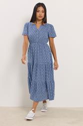 M&Co Petite Blue Dobby Tiered Maxi Dress | M&Co 3