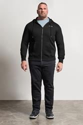 FIRETRAP Big & Tall Black Zip Through Hoodie | BadRhino 1