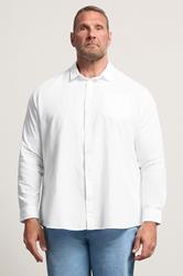 BadRhino Big & Tall White Long Sleeve Linen Blend Shirt | BadRhino 3
