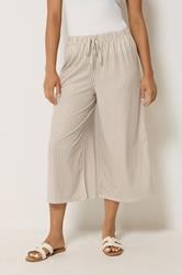 M&Co Petite Neutral Brown Stripe Wide Leg Culottes | M&Co 3