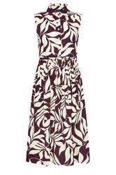 M&Co Petite Berry Purple Leaf Printed Sleeveless Midi Dress | M&Co 5
