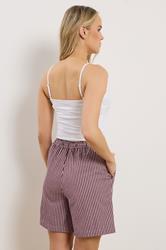 LTS Tall Women's Burgundy Red Stripe Cotton Shorts | Long Tall Sally 2