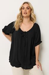 YOURS Plus Size Black Crochet Detail Top | Yours Clothing 3