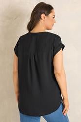 EVANS Plus Size Black Zip Front Blouse | Evans 2
