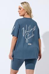 YOURS ACTIVE Plus Size Blue 'Wellness Studio' T-Shirt | Yours Clothing 5