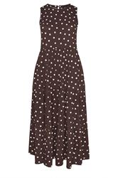 YOURS Curve Chocolate Brown Polka Dot Tiered Maxi Dress