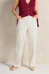 EVANS Plus Size White Premium Wide Leg Jeans | Evans 1