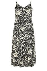 YOURS Curve Black Tropical Keyhole Dress
