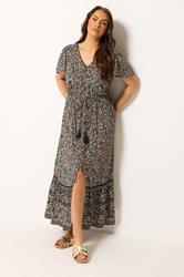 YOURS Plus Size Black Ditsy Floral Border Detail Dress | Yours Clothing 3