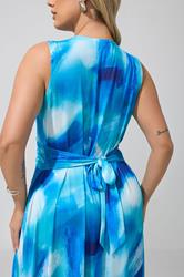YOURS LONDON Plus Size Blue Abstract Knot Detail Dress | Yours Clothing 5