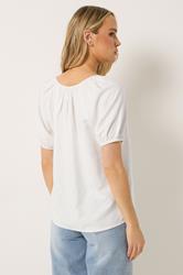 LTS Tall Women's White Tie Front Linen Blouse | Long Tall Sally 4