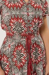 LTS Tall Women's Rust Orange Tile Print Tie Waist Maxi Dress | Long Tall Sally 4