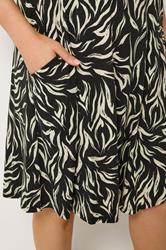 YOURS Plus Size Black Abstract Drape Pocket Dress | Yours Clothing 4