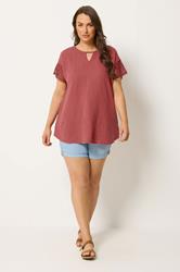 YOURS Plus Size Rust Orange Cheesecloth Crochet Top | Yours Clothing 1