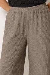 M&Co Petite Mocha Brown Crinkle Wide Leg Trousers | M&Co 5