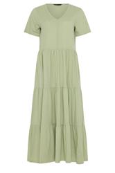 M&Co Sage Green Notch Neck Tiered Cotton Maxi Dress