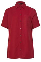 LTS Tall Berry Red Short Sleeve Linen Shirt