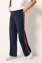 M&Co Petite Navy Blue Side Stripe Trousers | M&Co 3