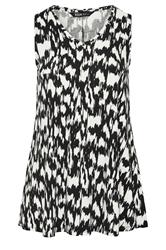 YOURS Curve Black Abstract Pleat Vest Top