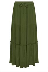 M&Co Khaki Green Crinkle Maxi Skirt