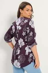 YOURS Plus Size Purple Floral Pintuck Top | Yours Clothing 2