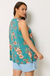 YOURS Plus Size Blue Floral Pleat Vest Top  |Yours Clothing 4
