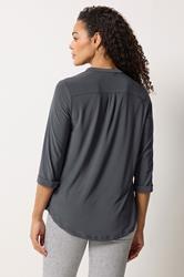 M&Co Grey Half Placket Collarless Shirt | M&Co 2