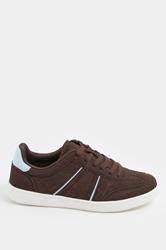 Chocolate Brown Panelled Trainers In Extra Wide EEE Fit | Yours Clothing 2