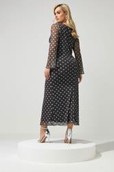 YOURS LONDON Plus Size Chocolate Brown & Blue Polka Dot Mesh Dress | Yours Clothing 2