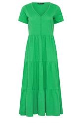 M&Co Petite Green Notch Neck Tiered Cotton Maxi Dress