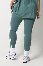 YOURS ACTIVE Plus Size Blue Side Stripe Leggings | Yours Clothing 4