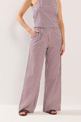 LTS Tall Women's Set Burgundy Red Gingham Cotton Vest Top & Trousers | Long Tall Sally 6