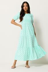 PixieGirl Petite Mint Green Polka Dot Tiered Maxi Dress