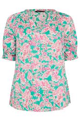 YOURS Plus Size Green Floral Print Frill Neck Top | Yours Clothing 6