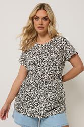 YOURS Plus Size Cream Leopard Print Short Sleeve Top | Yours Clothing 3