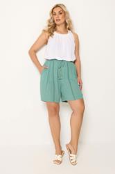 YOURS Plus Size Mint Green Scallop Detail Shorts | Yours Clothing 1