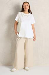 EVANS Plus Size White Beaded Flower T-Shirt | Evans 2