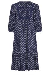 M&Co Navy Blue Aztec Print Tiered Midi Dress | M&Co 5