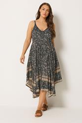 YOURS Curve Black Paisley Hanky Hem Dress 1