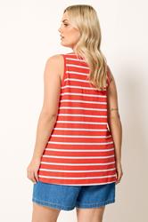 YOURS Plus Size Orange Stripe Vest Top | Yours Clothing 2