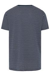 BadRhino Big & Tall Navy Blue Extra Long Stripe Pique T-Shirt | BadRhino 6