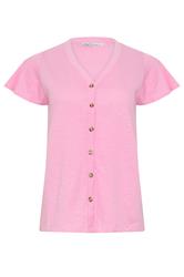 M&Co Pink Cotton Frill Sleeve Blouse