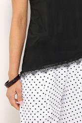 PixieGirl Petite Women's Black Lace Trim Asymmetric Vest Top | PixieGirl 5