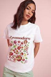 PixieGirl Petite Women's White Tomato Cotton Graphic T-Shirt | PixieGirl 3